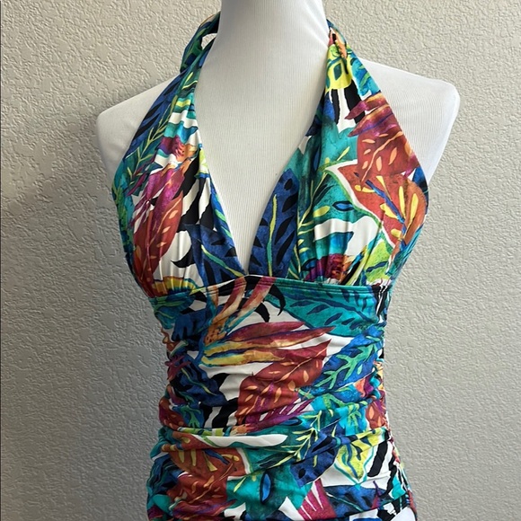 Lauren Ralph Lauren Tropical Halter One-Piece Swimsuit - Picture 2 of 7